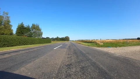 Car View Driving Forward Blue Sky 4K Road Summer Travel Adventure GoPro Stock Footage 113069367