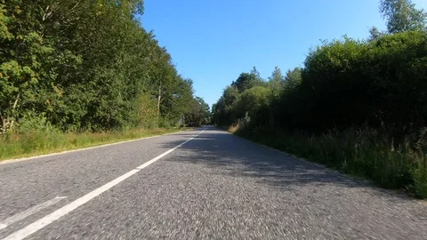 Car View Driving Forward Green Blue 4K Road Summer Travel Adventure GoPro Stock Footage 113070114