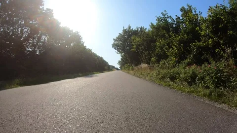 Car View Driving Forward Green Blue 4K Road Travel Summer Adventure GoPro Stock Footage 113070146