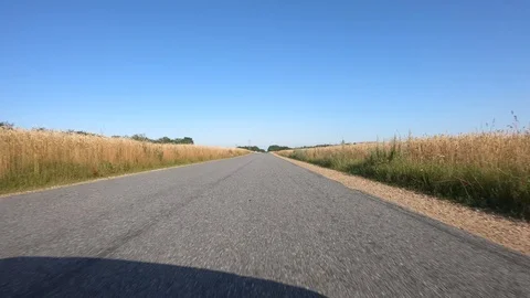 Car View Driving Forward Open Blue Sky 4K Road Travel Summer Adventure GoPro Stock Footage 113070572