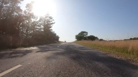 Car View Driving Forward Shadowed Blue Sky 4K Road Travel Summer Adventure Go Stock Footage 113071208