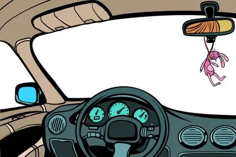 Car, view from inside the cabin. Isolate on a white background Stock Illustration