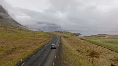 Car With A View Of The Landscape Covered With Clouds Stock Footage 231255485