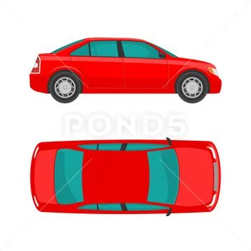 Car. View top and side. Flat styled vector illustration. Isolated on white Stock Illustrationen