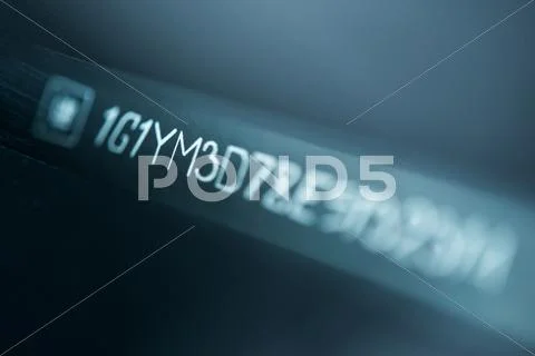 Car vin number under the windshield. vehicle identification number. car vin c Stock Photos