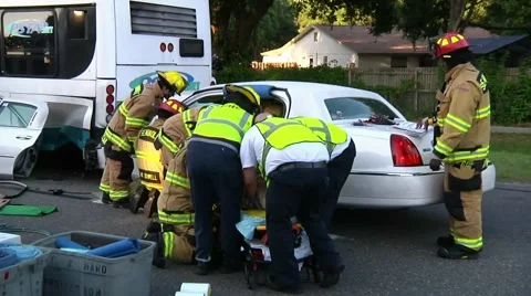 Car vs Bus Extrication #1 Video stock 938898