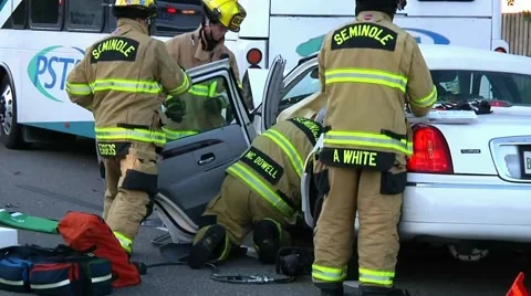Car vs Bus Extrication #4 Stock Footage 937544