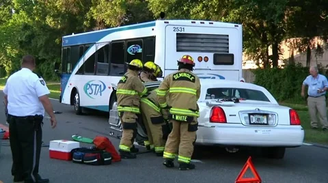 Car vs Bus Extrication #5 Stock Footage 937530