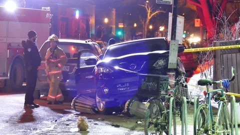 Car vs pole Stock Footage 105176977