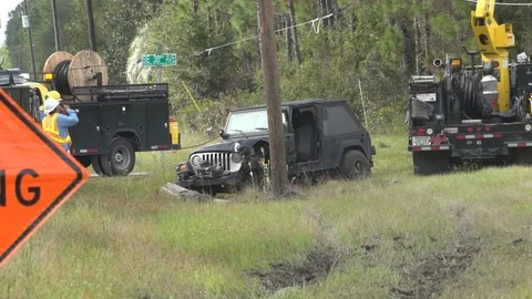 Car vs Pole Hand Held Med Shot stabilized in post Stock Footage 125038146