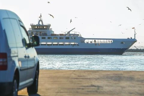 Car waiting for loading on the ferry Stock Photos