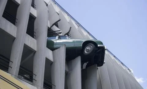 Car in the wall Stock Photos