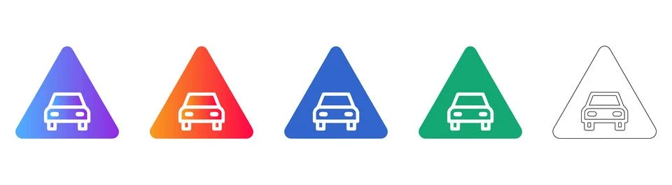 Car Warning Triangle Icons Stock Illustration