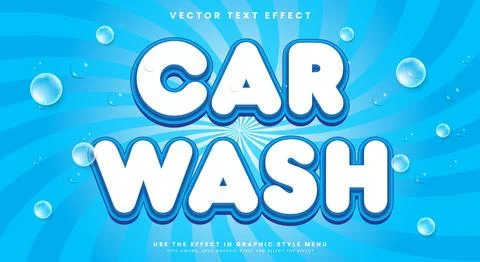 Car wash 3d editable text effect Stock Illustration
