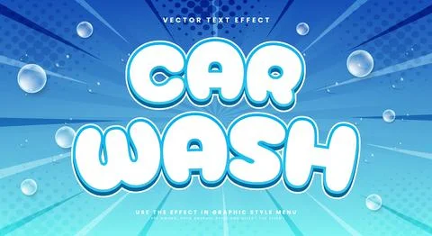 Car wash 3d editable text effect template 스톡 일러스트