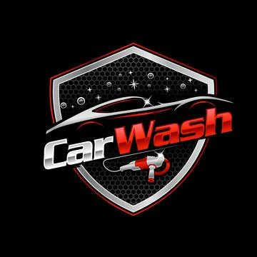 Car wash and buffer red detailing logo design Stock Illustration