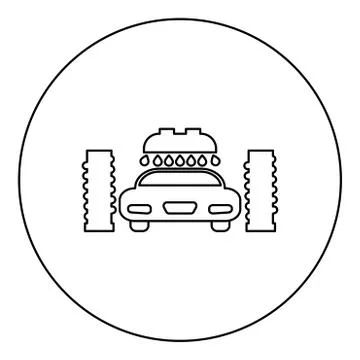 Car wash automatic icon black color in round circle Stock Illustration