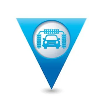 Car wash BLUE triangular map pointer Illustrazione stock