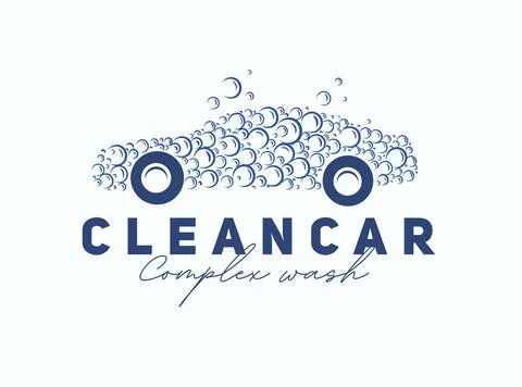 Car wash bubble complex blue Stock Illustration