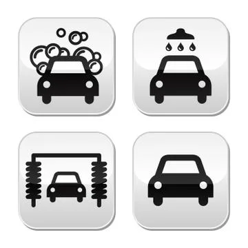 Car wash buttons set - vector Illustrazione stock