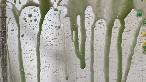 Car Wash - Dirty Car in for Automatic Car Wash - Interior - Soap Stock Footage 170090568