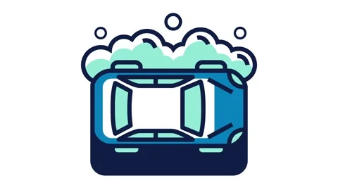 Car Wash Flat Illustration with Bubbles Animation motion Stock Footage 306002309