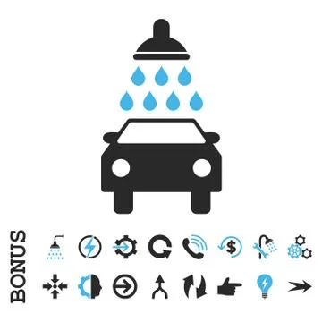 Car Wash Flat Vector Icon With Bonus Stock Illustration