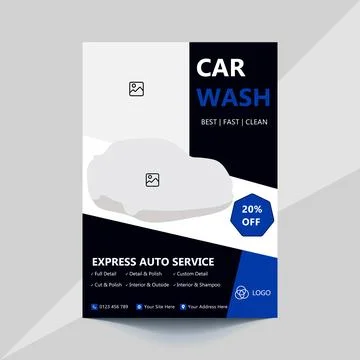 Car Wash Flyer, Car Cleaning Service template, a4 car wash service flyer Stock Illustration