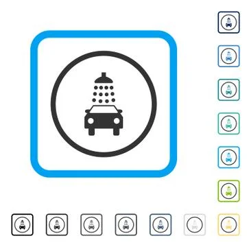Car Wash Framed Vector Icon Stock Illustration