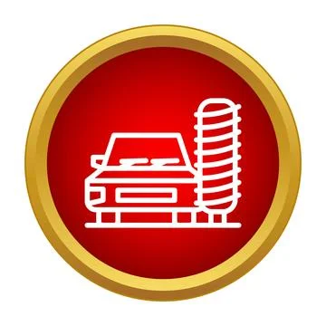 Car wash icon in red circle symbol Stock Illustration