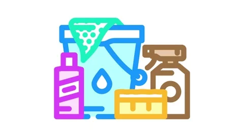Car wash kit accessory color icon animation Stock Footage 327259158