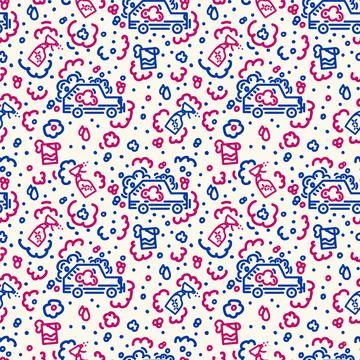 Car wash pattern. Vector linear background cleaning automobile. The substrate Stock Illustration