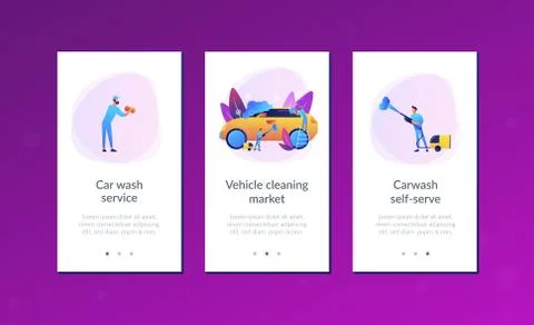 Car wash service app interface template. Illustrazione stock