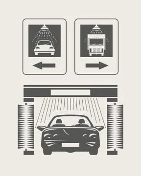 Car wash. Set of vector icons Stock Illustration