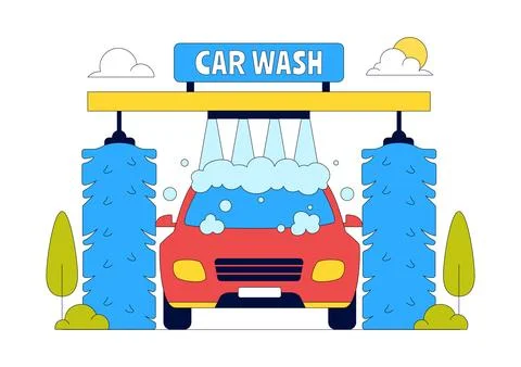 Car Wash Vector Illustration Featuring Professional Vehicle Cleaning Servic.. Illustrazione stock