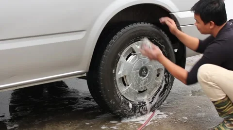 Car wash worker Stock Footage 64578003