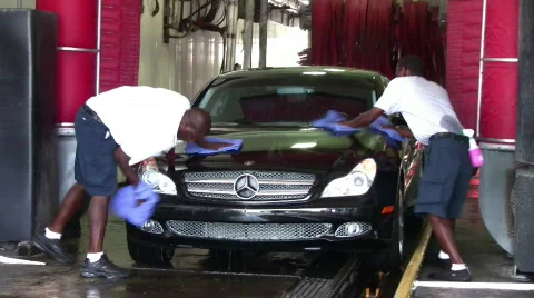 Car washing men Stockbeeldmateriaal 445621