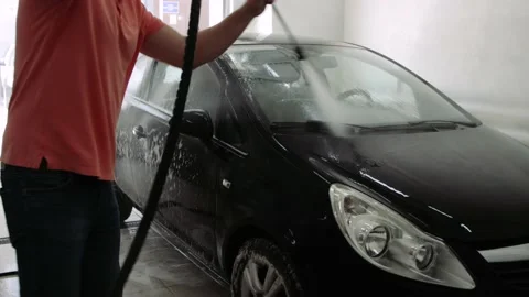 Car washing process in closeup Stock Footage 133641814
