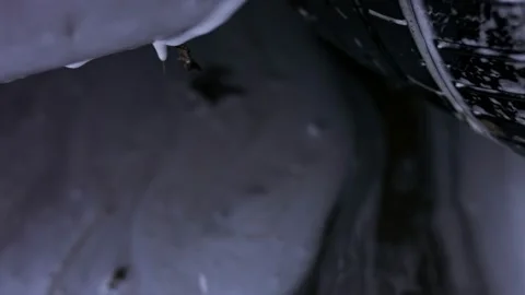 Car washing process on a self-service car wash. View from above. Foam mixed with Stock Footage 145542648