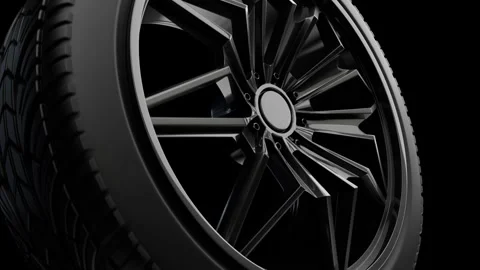 Car wheel  on black background Видео 330160991
