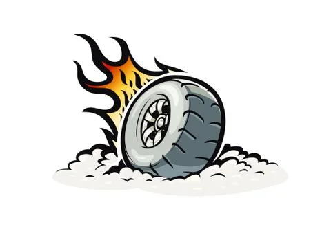 Car wheel with burning fire.  Vector illustration for Tattoo, eps10 isolated Stock Illustration