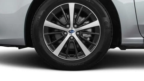 Car wheel close up Ice Silver Metallic 2019 Subaru Impreza 2.0i Premium EyeSight Stock Footage 160017278