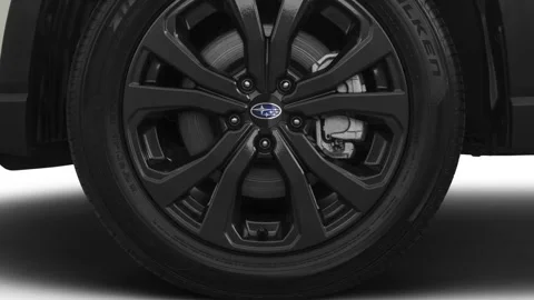 Car wheel close up side view Crystal White Pearl 2021 Subaru Forester 2.5i Sport Stock Footage 159592455