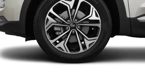 Car wheel close up side view Symphony Silver 2019 Hyundai Santa Fe Limited 2.0T Stock Footage 160027086