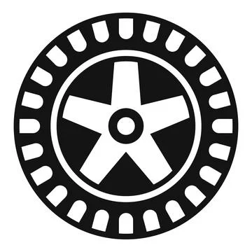 Car wheel with five spokes surrounded by a tire with many grooves showing Stock Illustration