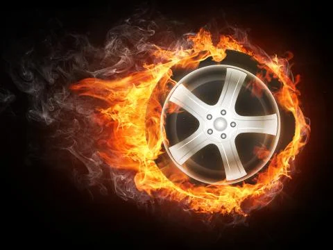 Car Wheel in Flame Stock-Illustration