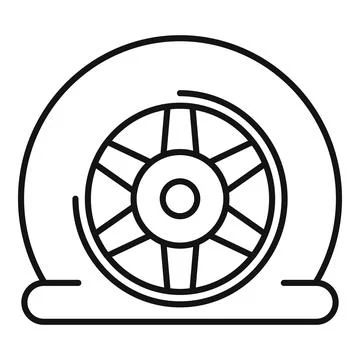 Car wheel with flat tire having low pressure showing need for repair Stock Illustration