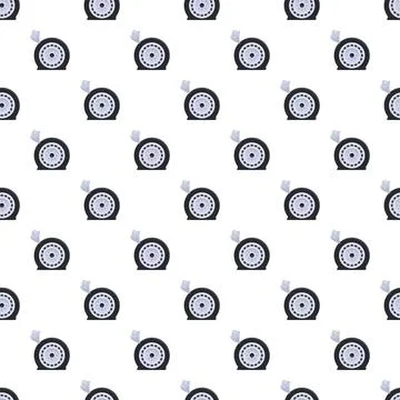 Car wheel flat tire puncturing seamless pattern Stock Illustration