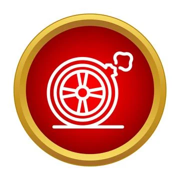 Car wheel having a flat tire with air escaping Stock Illustration