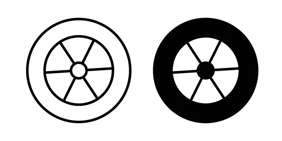 Car wheel icon black vector isolated on white Stock Illustration